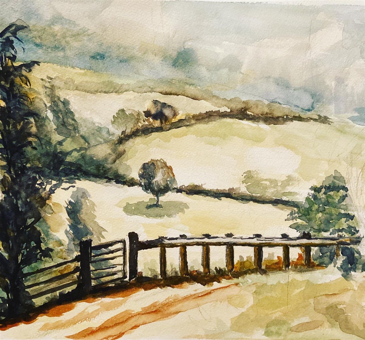 PORTÃO DO CAMPO — aguarela sobre papel, 42x29cm, de Cecília Vilas Boas