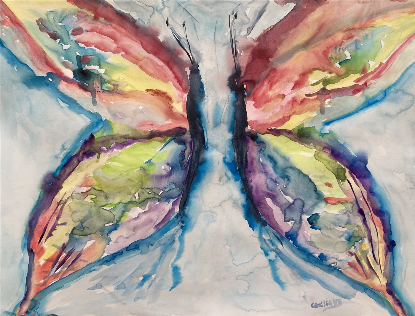 PRISM BUTTERFLY — aguarela sobre papel, 65x50cm, de Cecília Vilas Boas