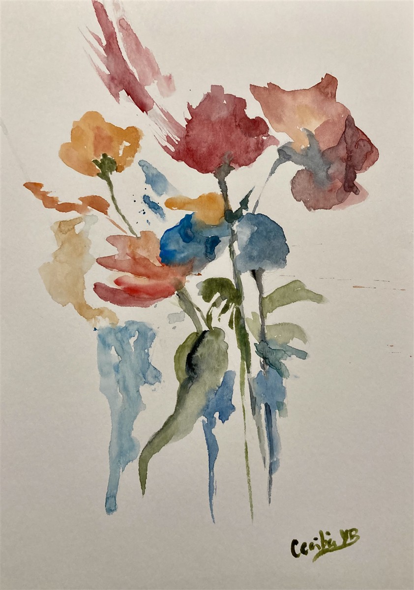 RAMALHETE DE CORES — aguarela sobre papel, 21x29cm, de Cecília Vilas Boas