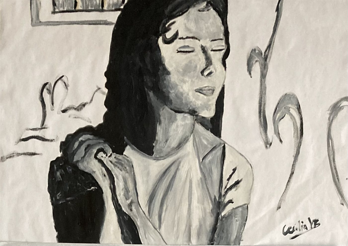 SERENITY — óleo sobre papel, 59x42cm, de Cecília Vilas Boas
