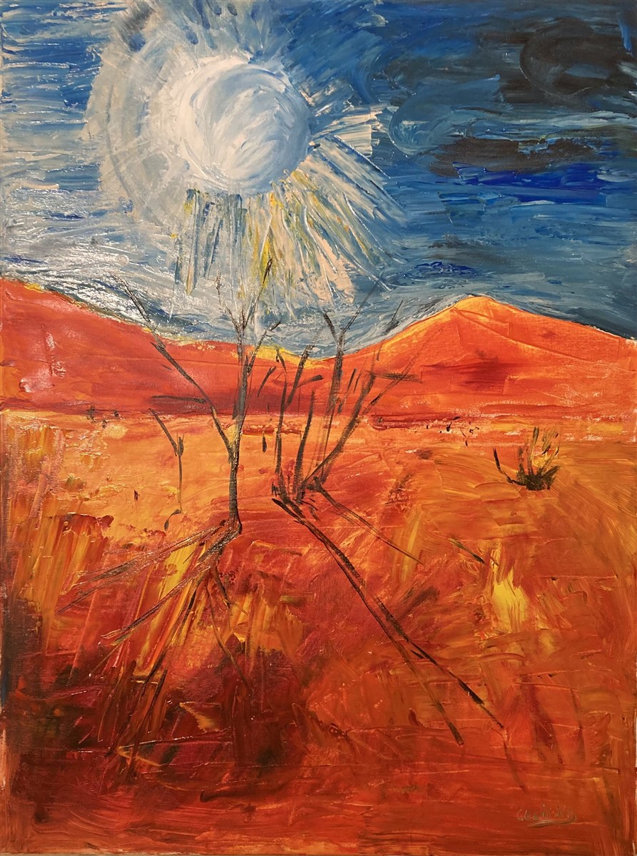 DESERT SUN — acrílico sobre tela, 60x80cm, de Cecília Vilas Boas