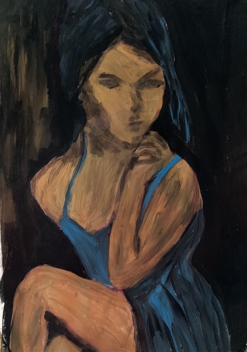 SOMBRA AZUL — acrílico sobre papel, 29x42cm, de Cecília Vilas Boas