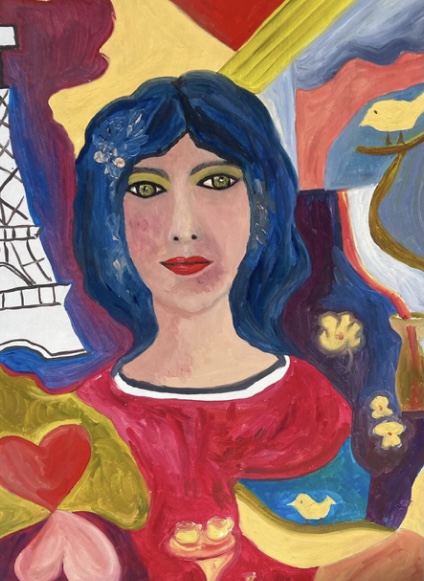 SONHADORA — óleo sobre papel, 42x59cm, de Cecília Vilas Boas