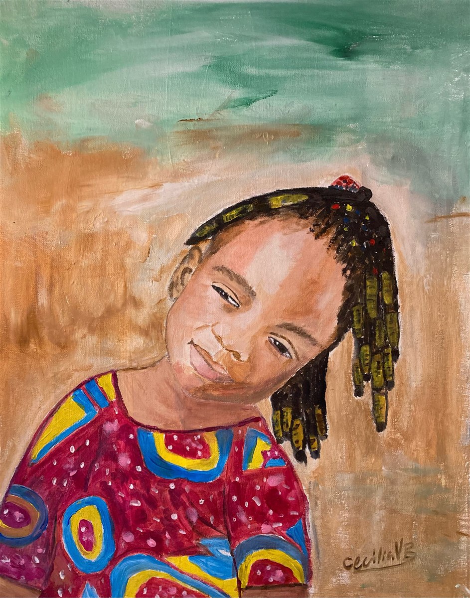 SORRISO DE MENINA — pintura em óleo e acrílico sobre tela, 40x50cm, de Cecília Vilas Boas