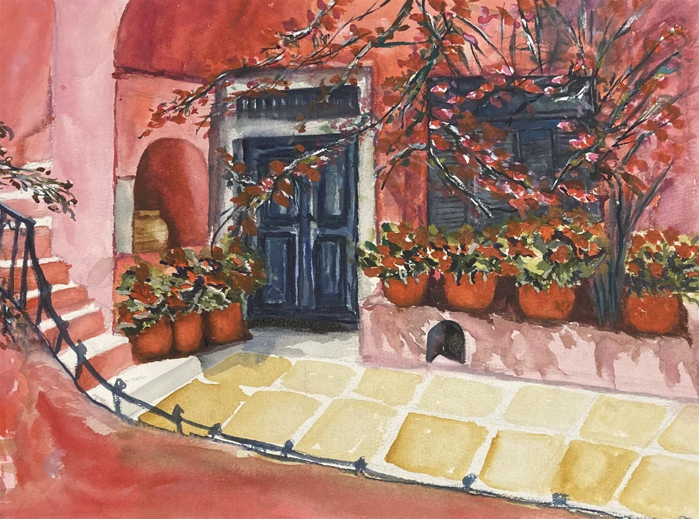 TERRACOTTA COURTYARD — aguarela sobre papel, 35x26cm, de Cecília Vilas Boas