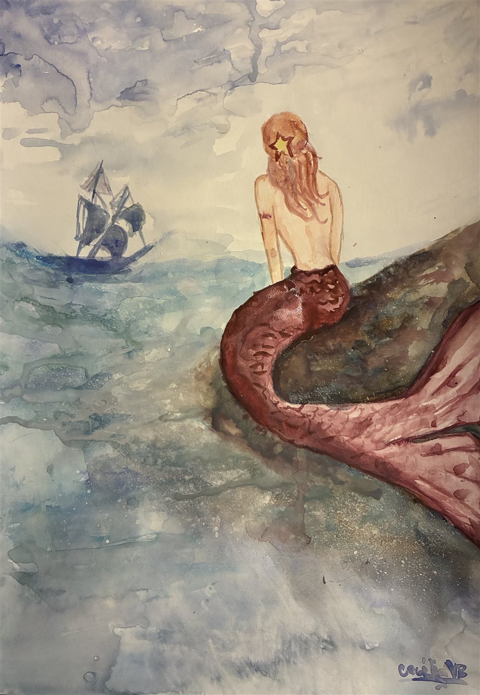 THALASSA — aguarela sobre papel, 29x42cm, de Cecília Vilas Boas