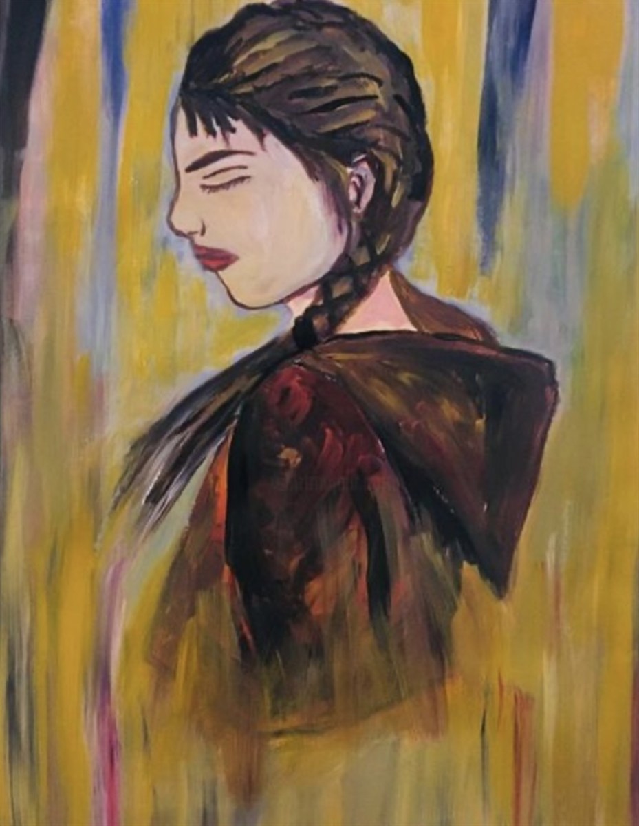 GOLDEN BRAID — óleo sobre papel, 42x59cm, de Cecília Vilas Boas