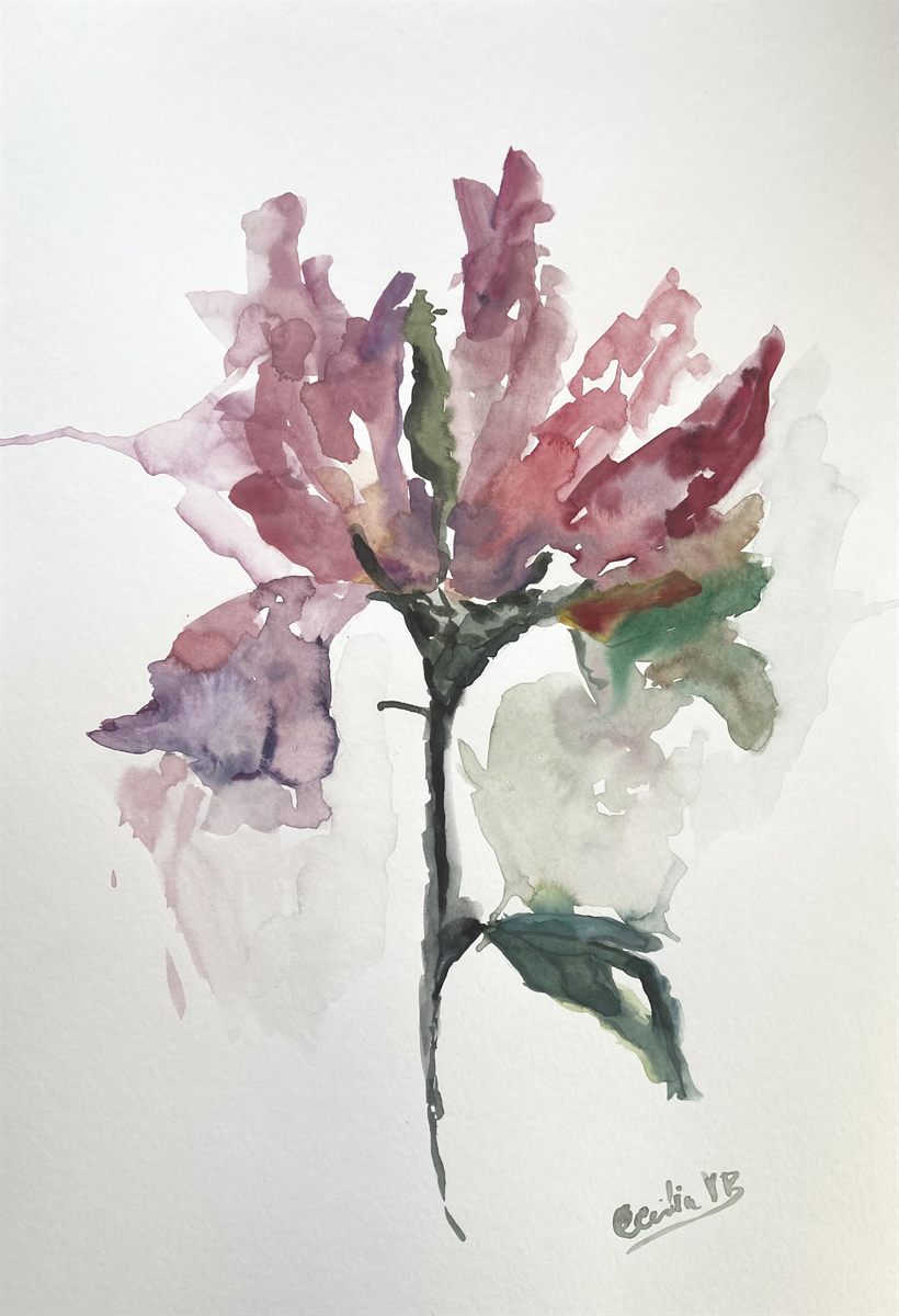 TWILIGHT PETALS — aguarela sobre papel, 29x42cm, de Cecília Vilas Boas