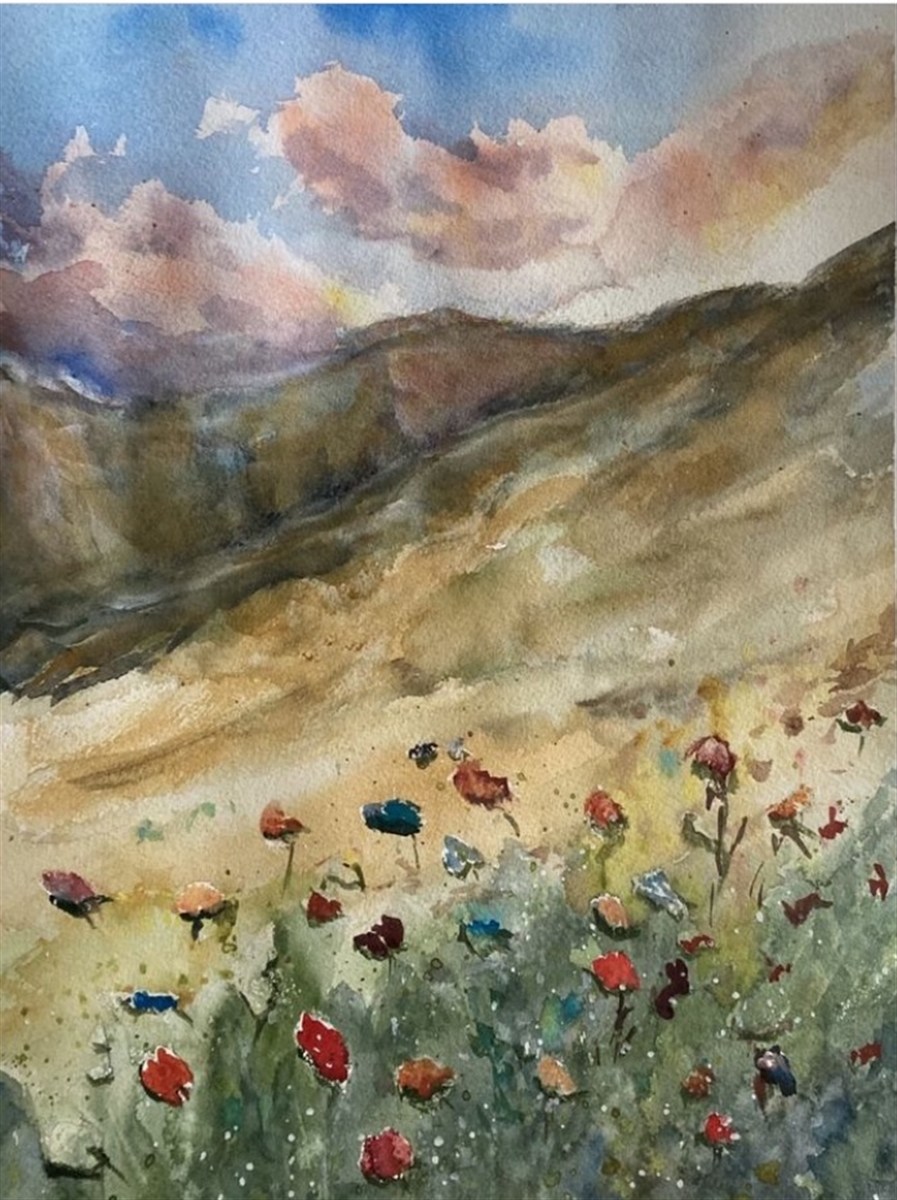 VALLEY OF WILDFLOWERS — aguarela sobre papel, 15x21cm, de Cecília Vilas Boas