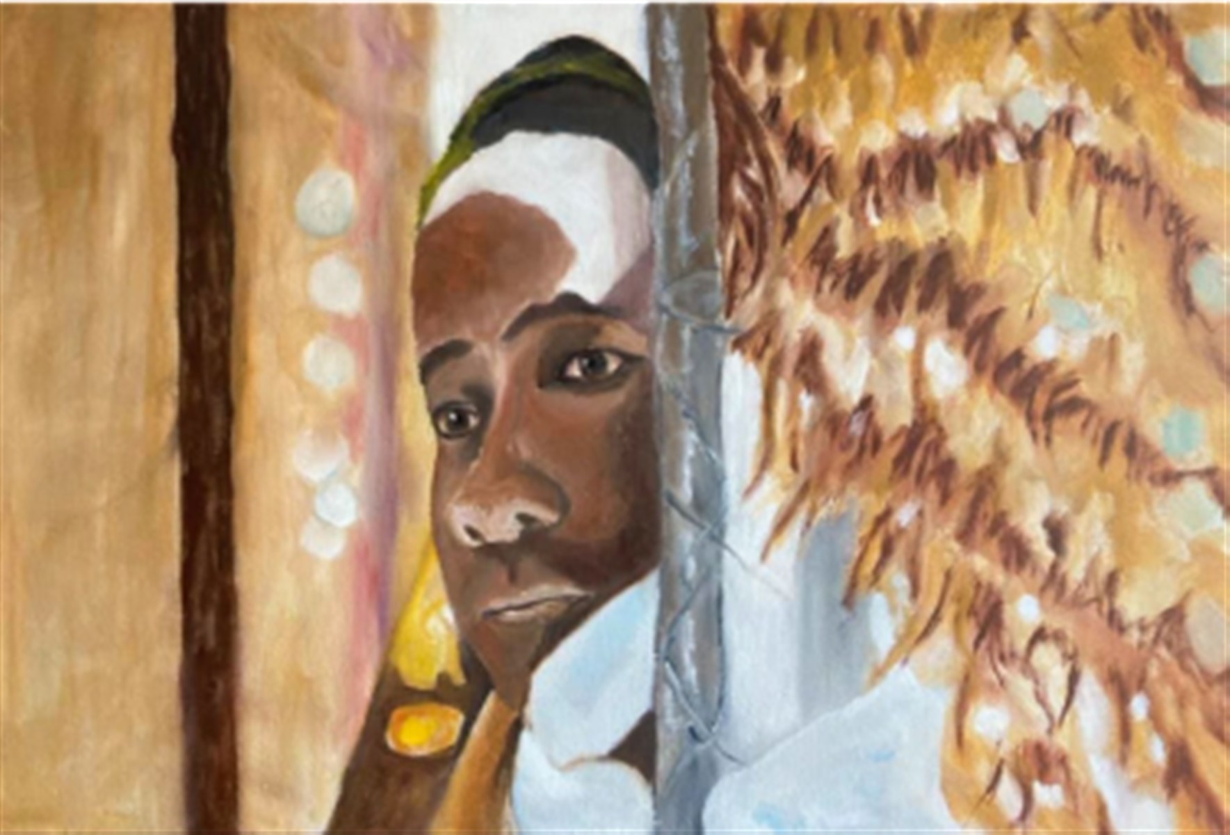 GOLDEN VEIL — óleo sobre tela, 60x40cm, de Cecília Vilas Boas
