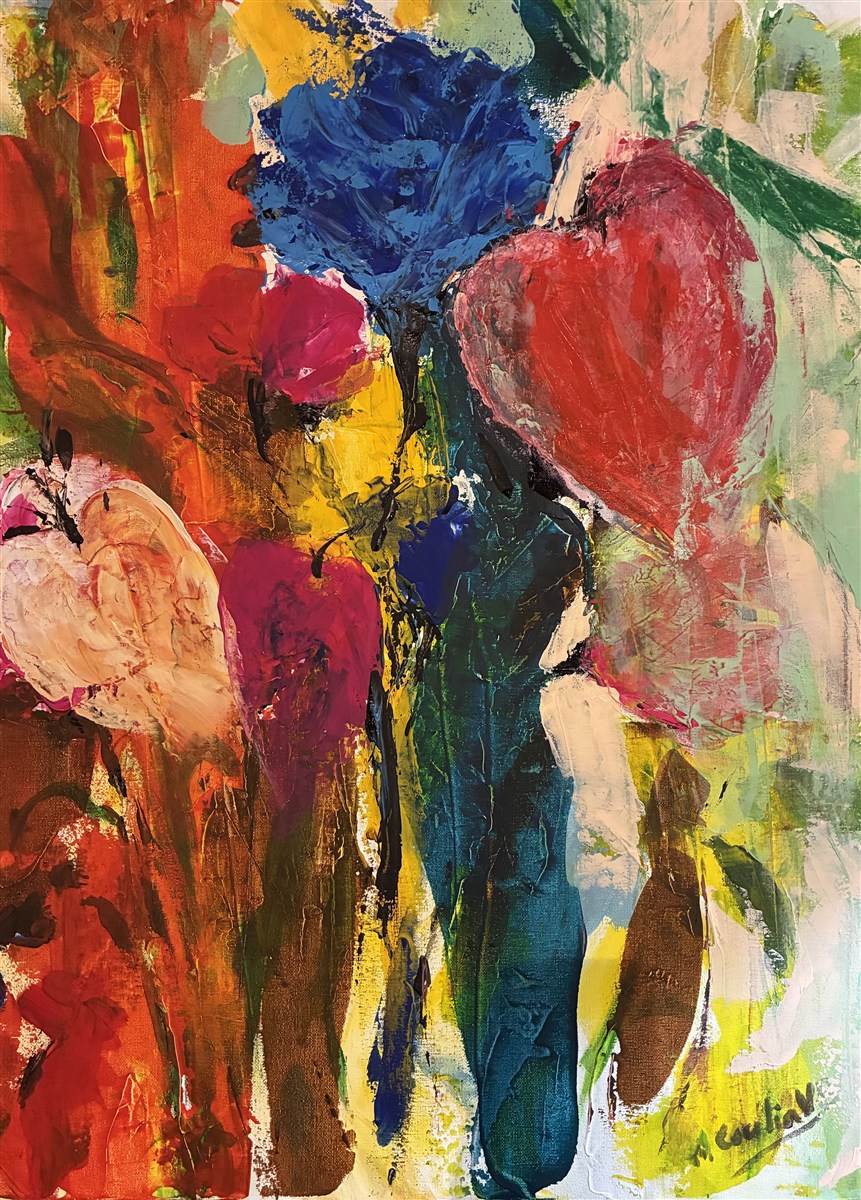 WILD FLOWERS — pintura em acrílico sobre tela, 60x80cm, de Cecília Vilas Boas