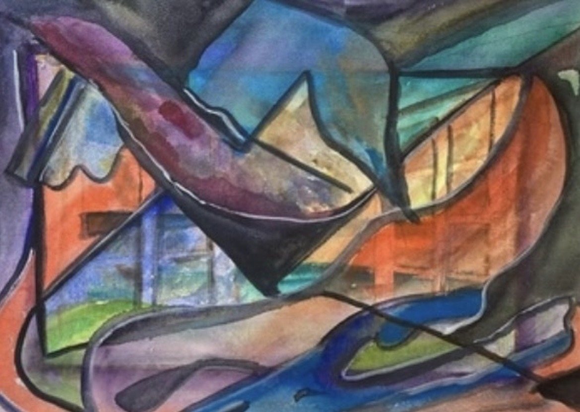 WINDOW TO THE SEA — aguarela sobre papel, 42x29cm, de Cecília Vilas Boas